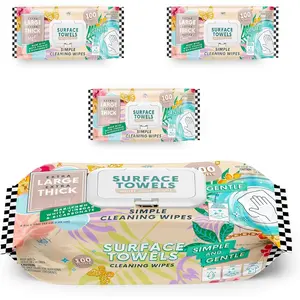 3 Packs Surface ing Wipes, Thick & Large Dispose, -Purpose er for Bathroom, Kitchen, Office, 300 Count Soft Flow, , White Soap Scent