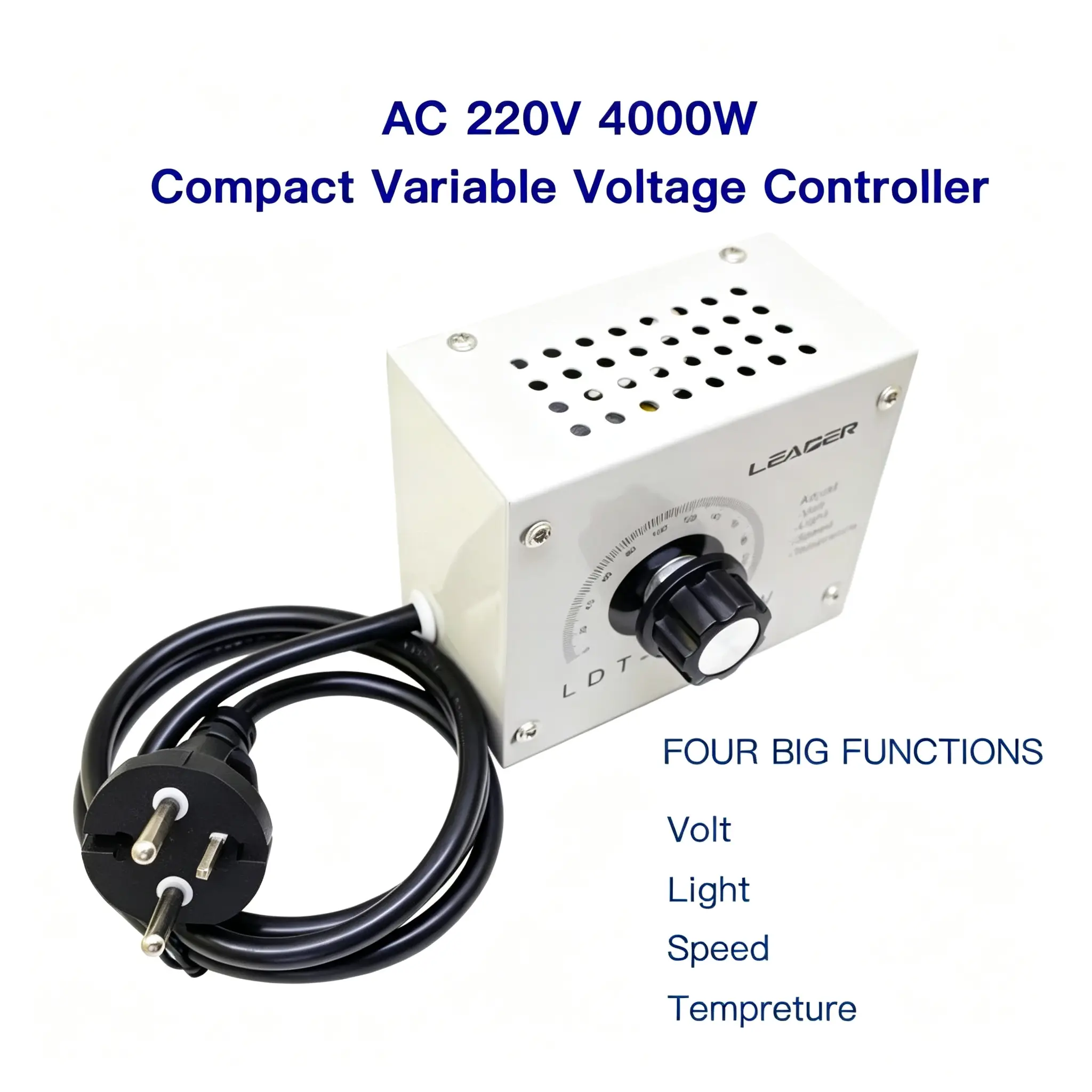 AC 220V 4000W Variable Voltage Controller SCR Stepless Speed Regulator Compact Adjustable Dimmer for Angle Grinder Fan Light Heater Temperature Control