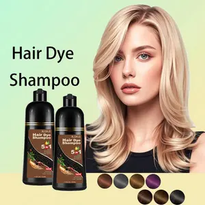Instant  Blonde Brown Hair Color Shampoo for Gray 5-in-1, Hair Coloring Shampoo for Women Colors in 10-15 mins, Herbal Formula with Natural Ingredients,Ammonia-Free & Easy to Use, 500ml