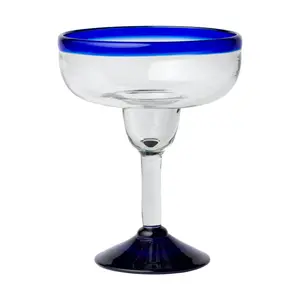 10 Strawberry Street Cobalt Rim Mexican Glass,Margarita