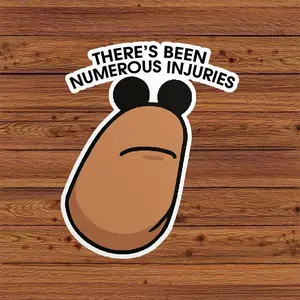 There's Been Numerous Injuries Funny Worm Sarcastic Sticker, 3" Waterproof Sticker for Book Laptop Water Bottle