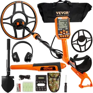 fathersdaygift  VEVOR Waterproof Metal Detector, 12 Coil, Professional Rechargeable Gold Detector, 39-50 in Adjustable with LCD 7 Modes Advanced DSP Chip Bluetooth Headset, IP68 for Detecting Gold Treasure Hunting
