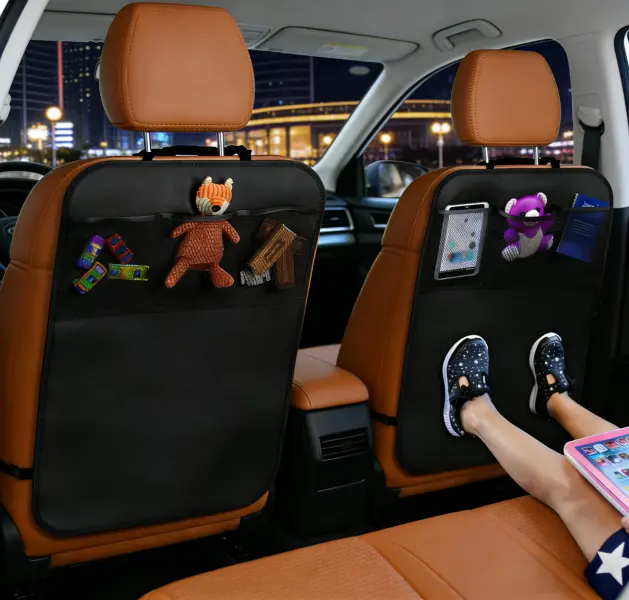 2 Pack X-Large Waterproof Kick Mats for Car Seats - Heavy Duty Backseat Protector from Dirt, Mud & Scratches  Must Have for Kids & Dogs Car Auto Accessory Car Essentials
