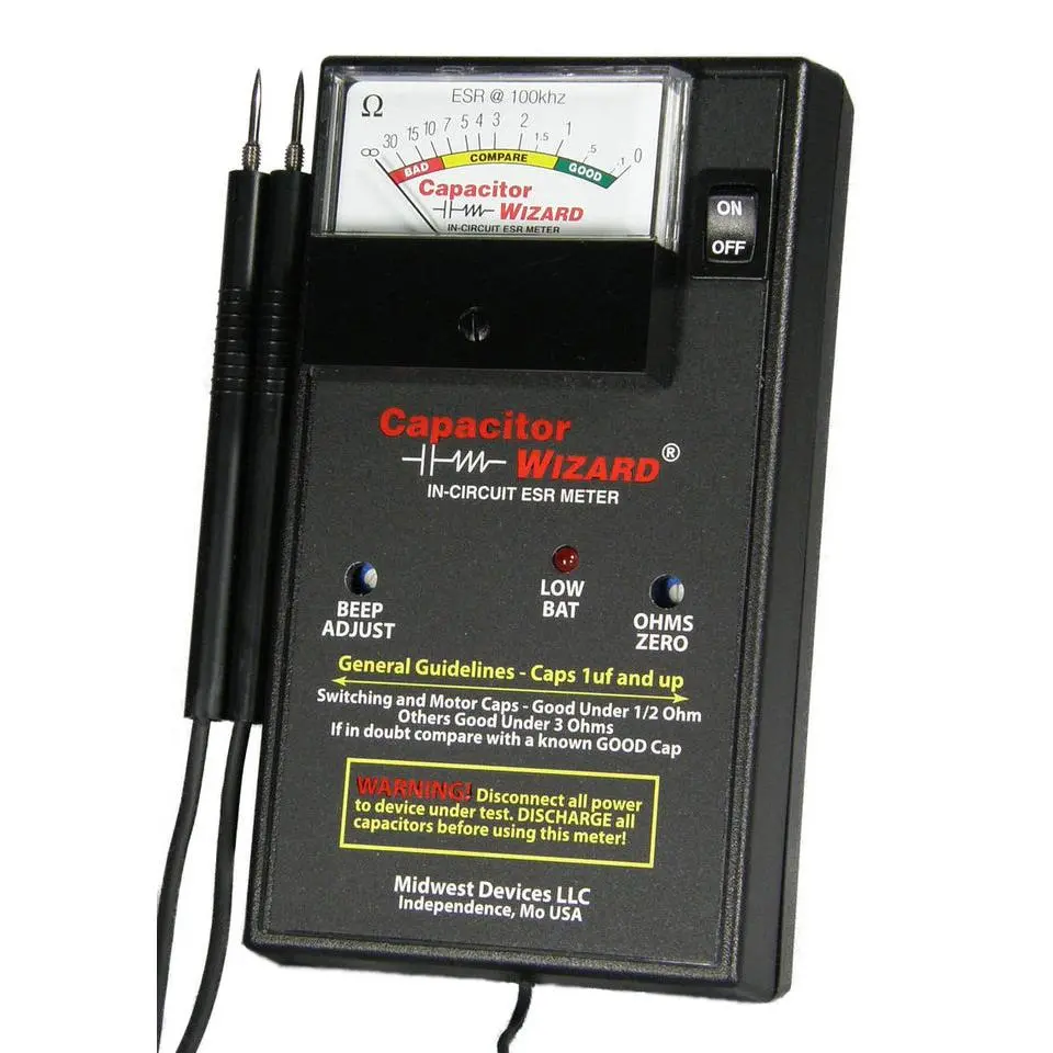 Midwest Devices, Capacitor Wizard Analog ESR Tester with Overstress Protection Module