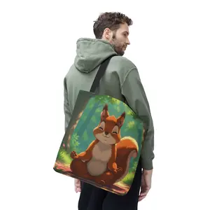 Meditating Squirrel Tote Bag | Cute Forest Animal Illustration, AOP