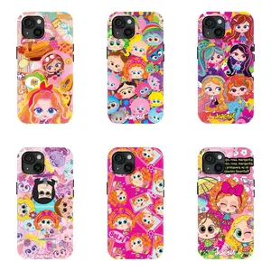 Distroller Cartoon Curly Hair Cute Girl Pattern Phone Case | y2k Dopamine Cartoon Style Protective Case, Compatible with iPhone 17/16/15/14/13/12/11 Pro Max/Plus and Samsung Galaxy S23FE/22/23/24/25
