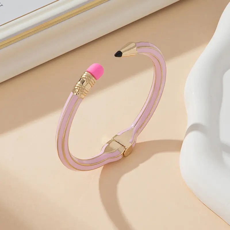 Elegant Pencil Shaped Cuff Bangle for Women, Simple Alloy Design with Vintage Charm, 6cm for Daily Wear, Bracelet, Light Luxury, Simple Aesthetic