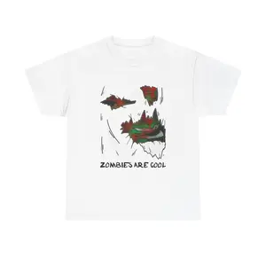 Zombies Are Cool Unisex Heavy Cotton Tee Funny Graphic T-Shirt Halloween Wear Casual Outfit Gift for Zombie Lovers Polyester Print Ribbed Seamless Stylish Streetwear Top Day