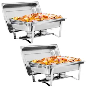 LEMY Packable Chafing Dish Wedding Buffet Stainless Steel Serving Dish Silver 8QT Set of two