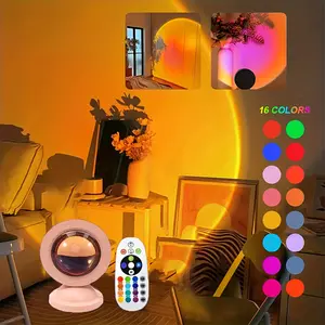 Sunset Atmosphere Light LED Night Light Projection Light 16 Color RGB With Remote Control, Bedroom And Living Room Decoration Romantic Sunset Light, Rainbow Projection Light, Family Gathering Birthday Gift, Car And Room Decoration