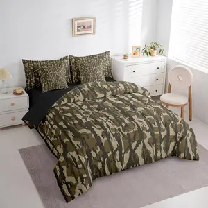 7-Piece Military Camouflage Bed-in-a-Bag Set, Bedding Collection with Comforter & Pillows for Men