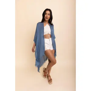 Sun-kissed Breeze Frayed Trim Kimono