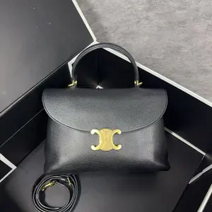 Pre-owned Celine Calfskin Crossbody Bags Nino Triomphe Top Handle Black CPU0423