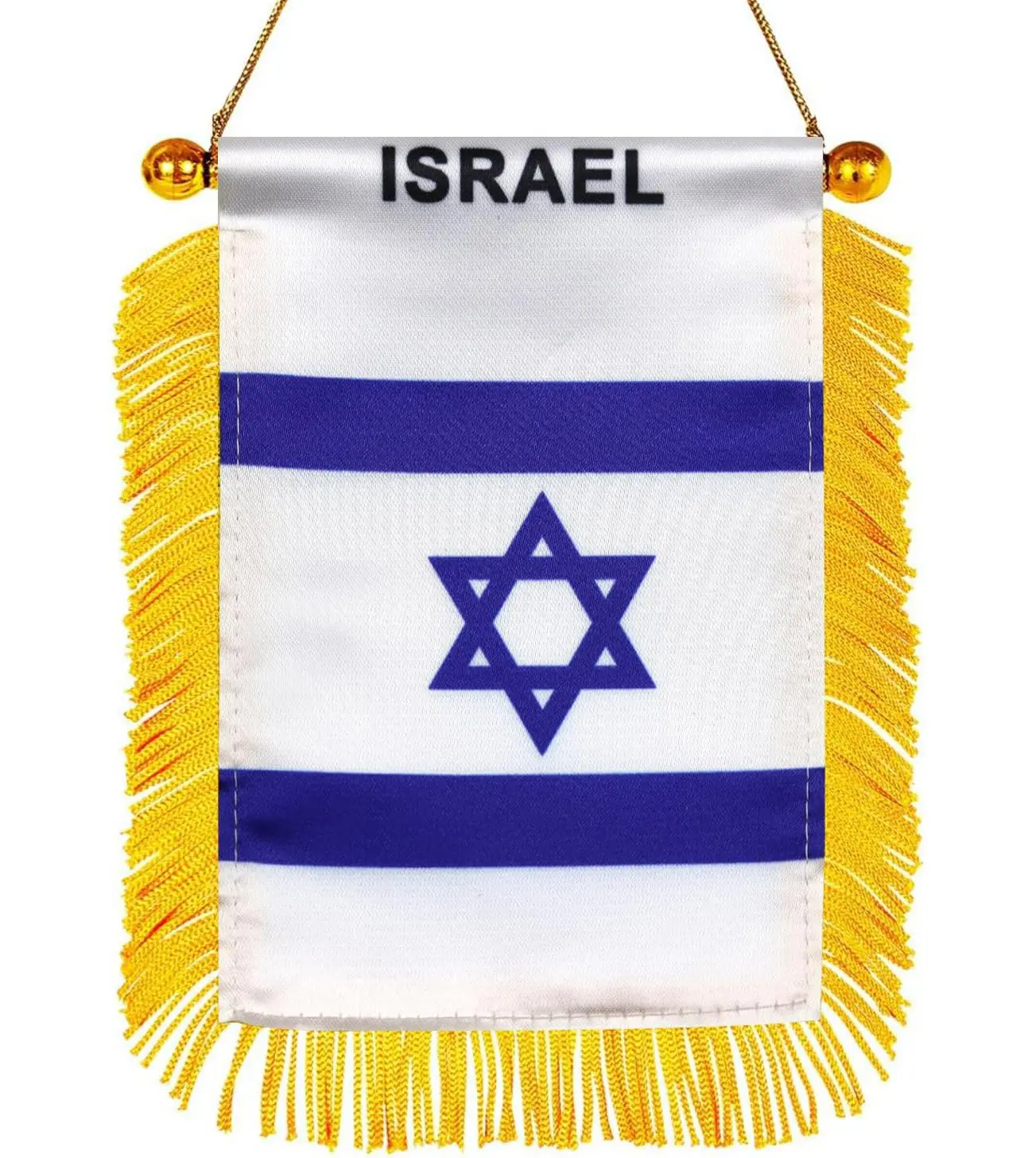 2 Pack-Israel Fringy Window Hanging Flag -4''x6'' Double sided Small Mini Israeli Flag Banner for Car Rearview Mirror Décor - Israeli Hanging Flag with Suction Cup & Fringy-4x6 ''