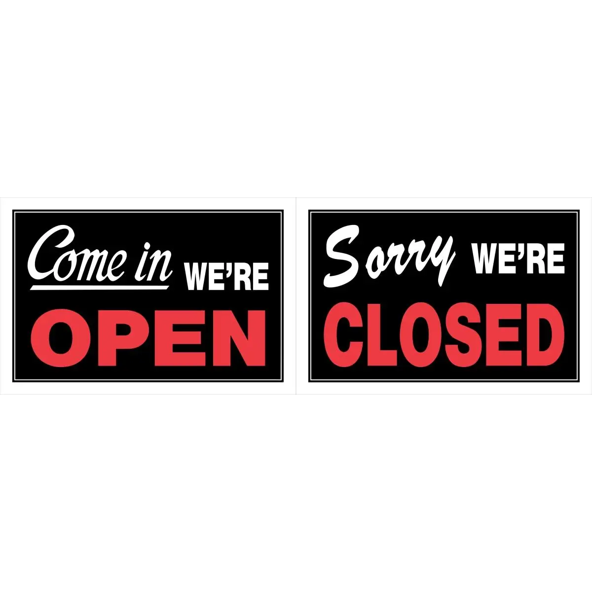 212 MAIN Weatherproof Open-Closed Decor Sign, 8x12 in. Red & Black Plastic 2 Signs, "Yes We're Open" & "Sorry We're Closed" Plaque for Home Supplies, Home Decor, Two Signs