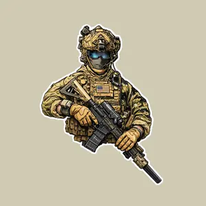 Elite Tactical Soldier Rifle Sticker, Military Operator Decal for Cars, Laptops, Water Bottles