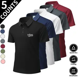5-pack YYDS must-have tennis-style polo shirts! Preppy vibe, fresh color pairing, soft against the skin. Loose fit for all body types, quick-drying and cool in hot weather. Fashionable casual all-in-one—get a trendy outfit in seconds