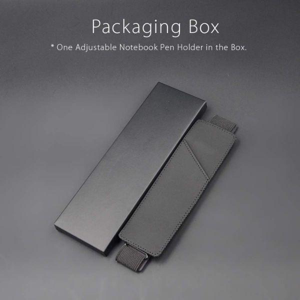 Adjustable Elastic Pen Holder for Notebooks, PU Leather Pencil Sleeve Pouch, Detachable Pen Loop for Journals, Planners & Binders, Fits 8 to 11 Inch Hardcover Notebooks, Black