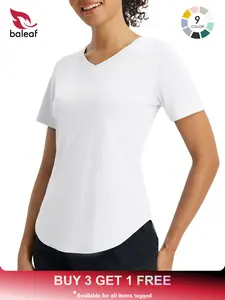 BALEAF Women's UPF 50+ UV Protection Short Sleeve Sun Shirts V Neck Top Moisture Wicking Quick Dry Lightweight Breathable Soft Stretch Skin Friendly Athletic Workout Tops for Hiking Running Gym Training Travel Summer Outdoor Daily Comfort Wear Female