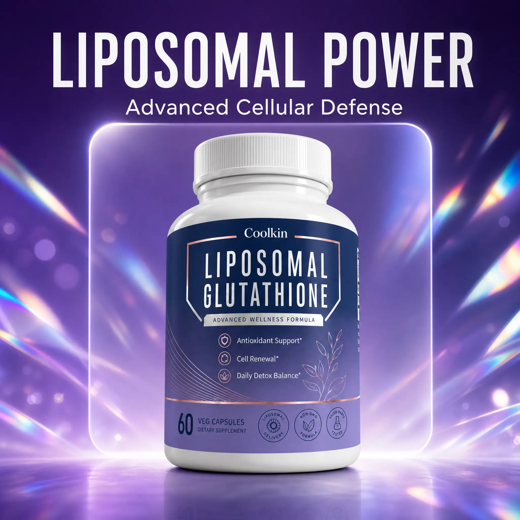 Liposomal Glutathione Capsules – Skin Glow, Immune & Detox Support (60 Count) - Coolkin