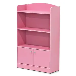 LOVA Bookcase with Storage Cabinet, Bookcase with Door, 11.8 x 23.6 x 37.3, for Living Room Bedroom Home Office, Pink