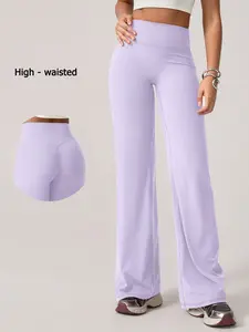 Women's High-Waist Sporty Flare Pants, Activewear Bottoms, Cloud Fabric, High Elasticity, Slim-Fitting, Quick-Dry, Ideal for Gym and Daily Wear