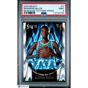 2023 Panini Select Neon Icon Brandon Miller #11 Tectonic Prizm PSA 9 RC