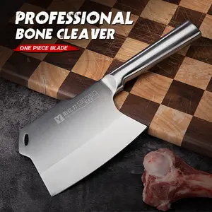 Professional One-Piece Stainless Steel Bone Cleaver, Heavy Duty Meat Chopping Knife for Home Kitchen & Butcher Use Damascus Steel Multifunctional Knife