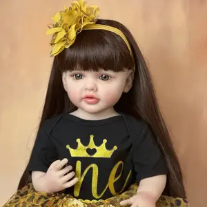 22 Inch Lifelike Reborn Baby Doll, 55 CM Soft Vinyl Princess Toddler, Fantasy Themed Collectible, Realistic Long Hair Girl Doll, Ideal Birthday Gift for Children