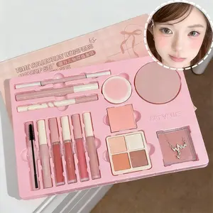 Shiguang Xuyu Makeup Set Cosmetic Set – Simple Commuter Makeup, Blush, Lip Glaze, Powder Necklace Set, Christmas Gift Box, Exquisite, Makeup Palette Set, Face Makeup Sets