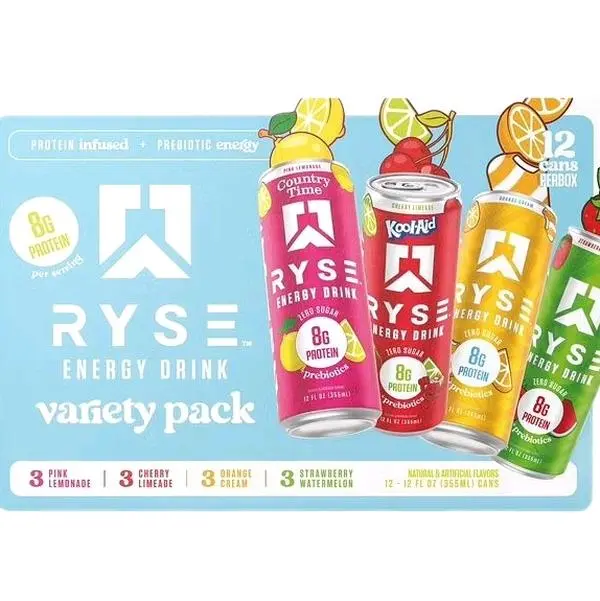Ryse Protein Energy Drink, 12oz Cans, 12-Pack Variety Pack
