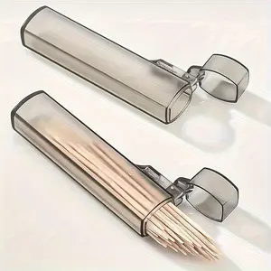 [3pcs] Clear Portable Toothpick Case - Compact, Easy-to-Use Holder for Outdoor Travel, Kitchen & Restaurant