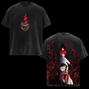 Yuji Itadori Vintage Washed Oversized T-Shirt, JJK New Arc Culling Game Graphic Tee, Unisex Streetwear Anime Soft Cotton Top for Men, Casual Menswear Gift for Anime Fans