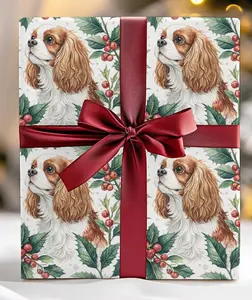 Cavalier King Charles Christmas Wrapping Paper: Holiday Dog Print