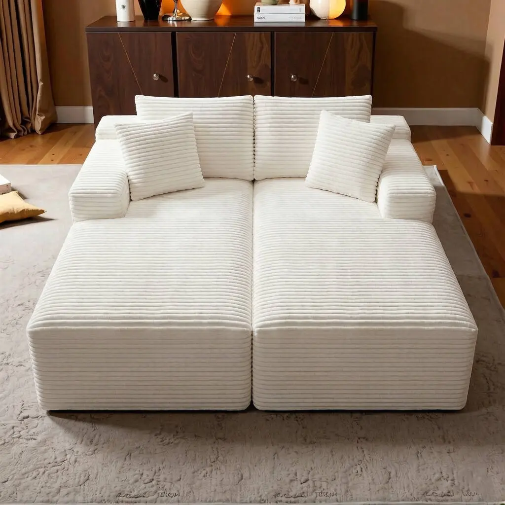 70.8"Double Chaise | White Plush