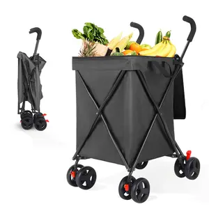 P12 27 Gal/180 LBS Capacity Shopping Cart, Upgrade Huge Grocery Cart on Wheels,Heavy Duty Foldable Utility 360° Rolling Swivel Wheels for Shopping Picnic Groceries Laundry