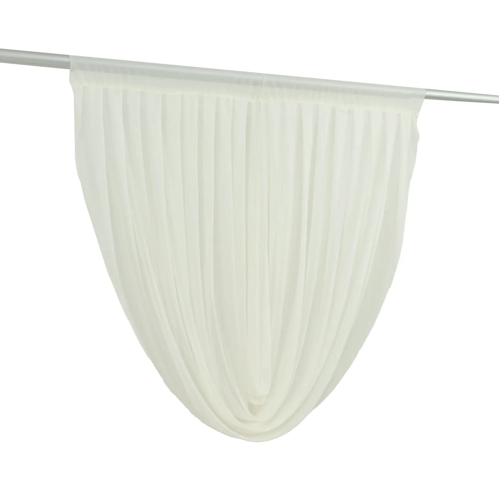 4ft x 4ft Sheer Chiffon Backdrop Valance Drapes - Ivory Curved Swag Topper Panel, Interior Decoration Accessories