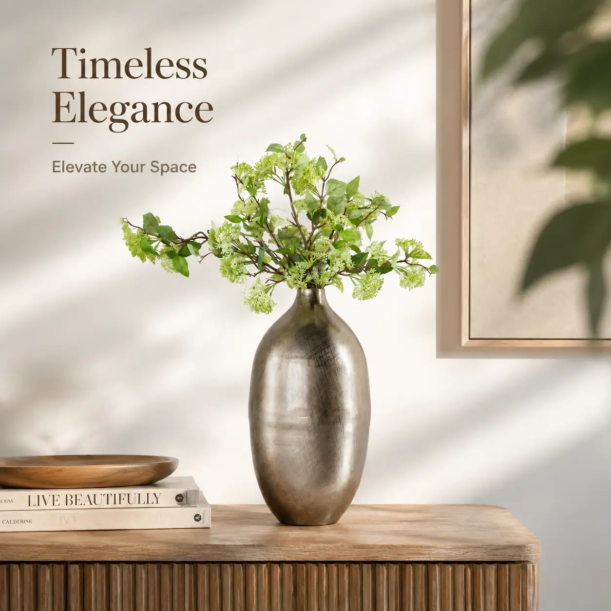 littleox 8.5x8.5x18.5" Inch Gold Aluminum Decorative Flower Vase for Home Tabletop Centerpiece Display(1 piece)