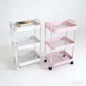 Pink Rolling Storage Trolley – Compact Organizer for Home & Office Storage & Organization