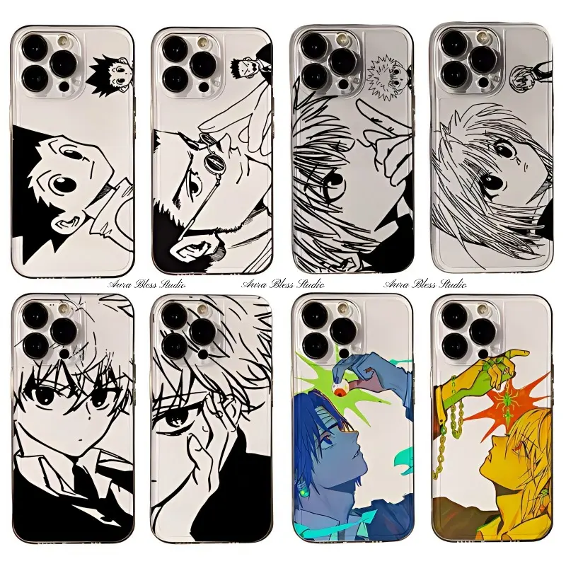 Hot Comic Anime Killua Kurapika HUNTER×HUNTER Phone Cases For iPhone 17 Promax Air 16 15 14 Pro Max Plus 13 12 11 Transparent Soft TPU Shockproof Protective Cover Gifts For Birthday Valentine Christmas Thanksgiving Halloween