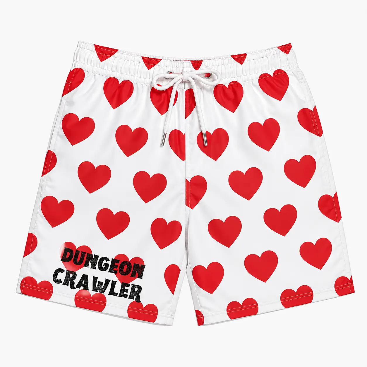 Dungeon Crawler Carl Heart Swim Trunks, LitRPG Fandom Beach Shorts, DCC Outfits