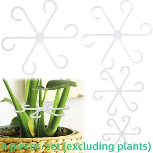 4-Piece Transparent Plant Stem Holder Set, Indoor Climbing Plant Support Stand, Reusable Plastic Clip for Potted Plants, Garden Flower Stabilizer, Plant Strapping Tool