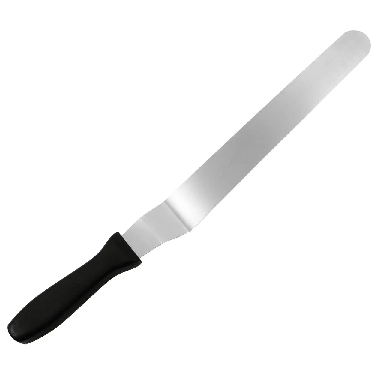 Fat Daddio's SPAT-12OS Stainless Steel Offset Spatula, 12 Inch, Black, Silver