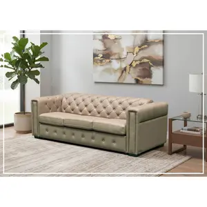 Kathy Ireland Leather Callas 3-Seater Leather Queen Sleeper Sofa