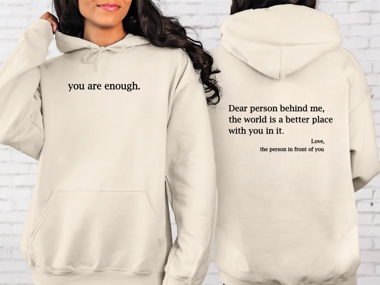 Mental Health Awareness "You Are Enough" Hoodie, 100% Cotton Fabric Sweatshirt for Women & Men, Breathable Comfortable 1-Piece Top, All Colors, S-4XL Sizes
