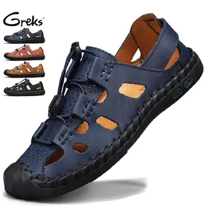 GREKS Men‘s Casual Closed-toe Sandals Adjustable Breathable Hollow Lightweight Summer Outdoor Hiking Fisherman