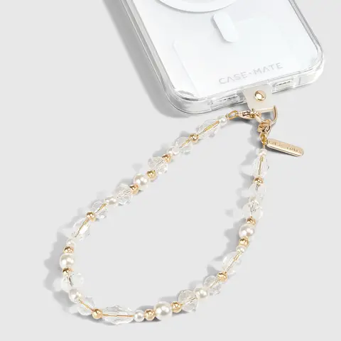 Case-Mate Crystal Pearl Gold Beaded Phone Chain Charm - Cellphone Accessory for iPhones, Cute Phone Accessories, Hands-Free On-the-Go Lifestyle Use for Running Errands