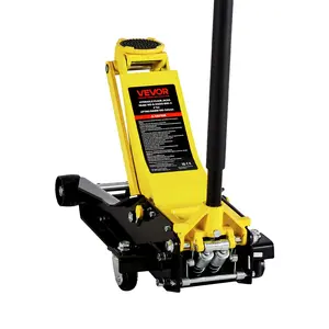 VEVOR Low Profile Floor Jack, 4 Ton (8818 lbs) Capacity, Steel Racing Floor Jack with Dual Pistons Quick Lift Pump, Hydraulic Trolley Car Lift for Sport Utility Vehicle, Lifting Range 3.9-21.5 Inches