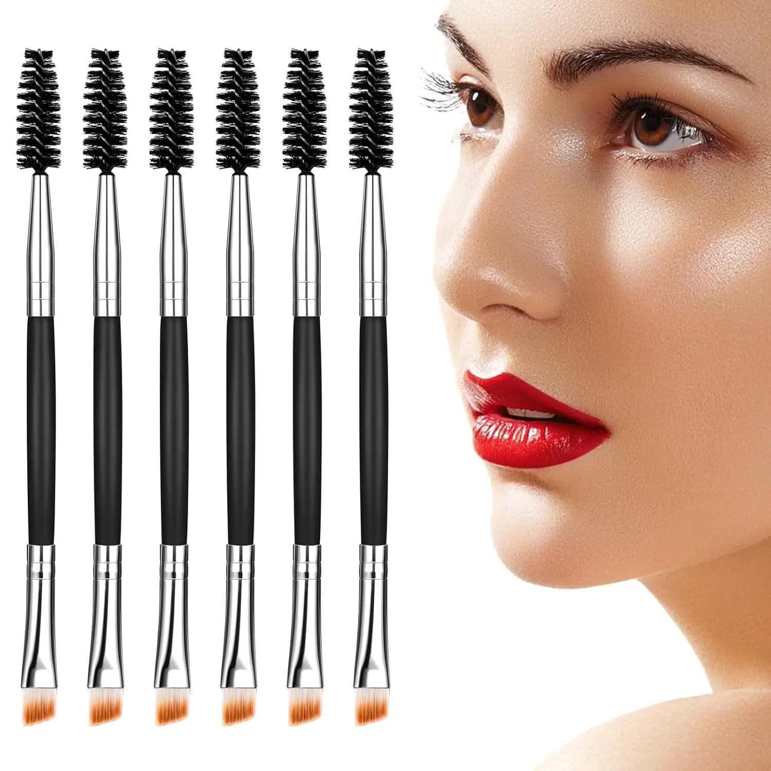 6 pcs Duo Eyebrow Brush,Eyelash Brush Mascara Wands Spoolie Brushes for Eyelash Extension Lash applicator Eyebrow