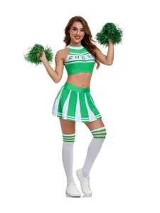 Women's Colorblock Sexy Cheerleading Uniform Set, Cheerleading Crop Top & Skirt, Ladies Sexy Lingerie Set for All Seasons, Cheerleader Costumes